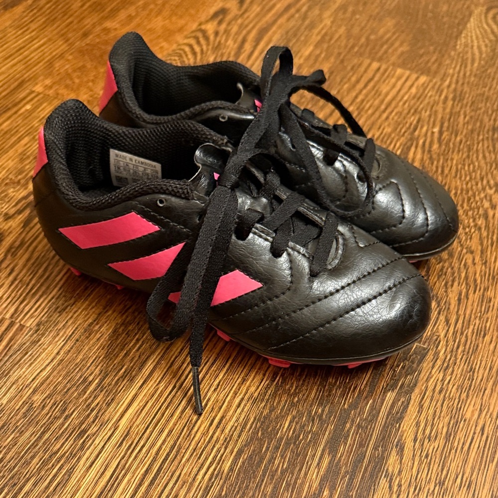 Adidas Black and Pink Soccer Shoes